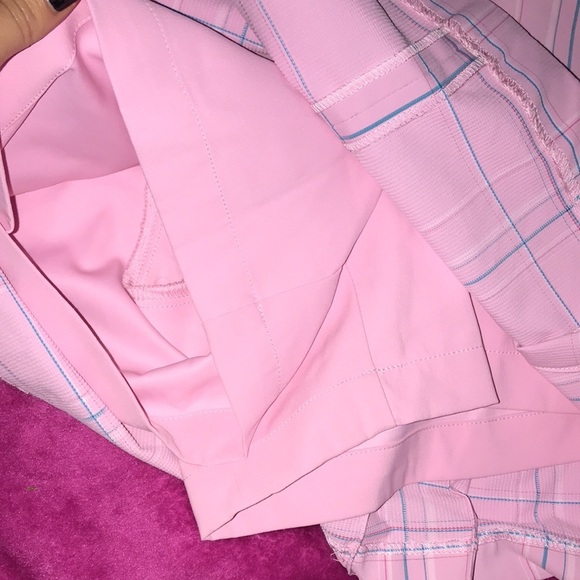 VINTAGE NIKE BABY PINK PLAID PLEATED GOLF SKIRT - Picture 5 of 9